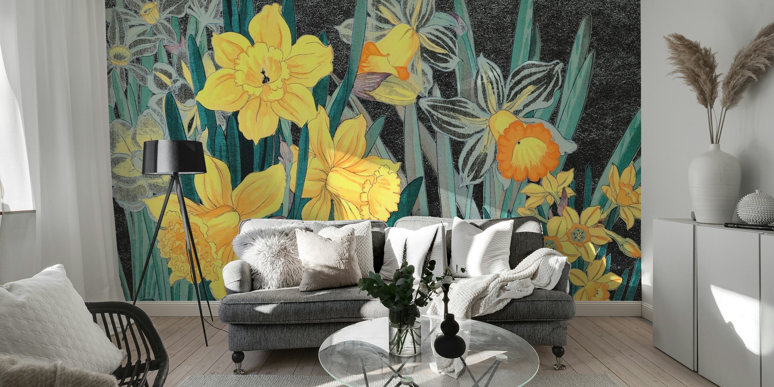 Painted Scandinavian Floral papel de parede