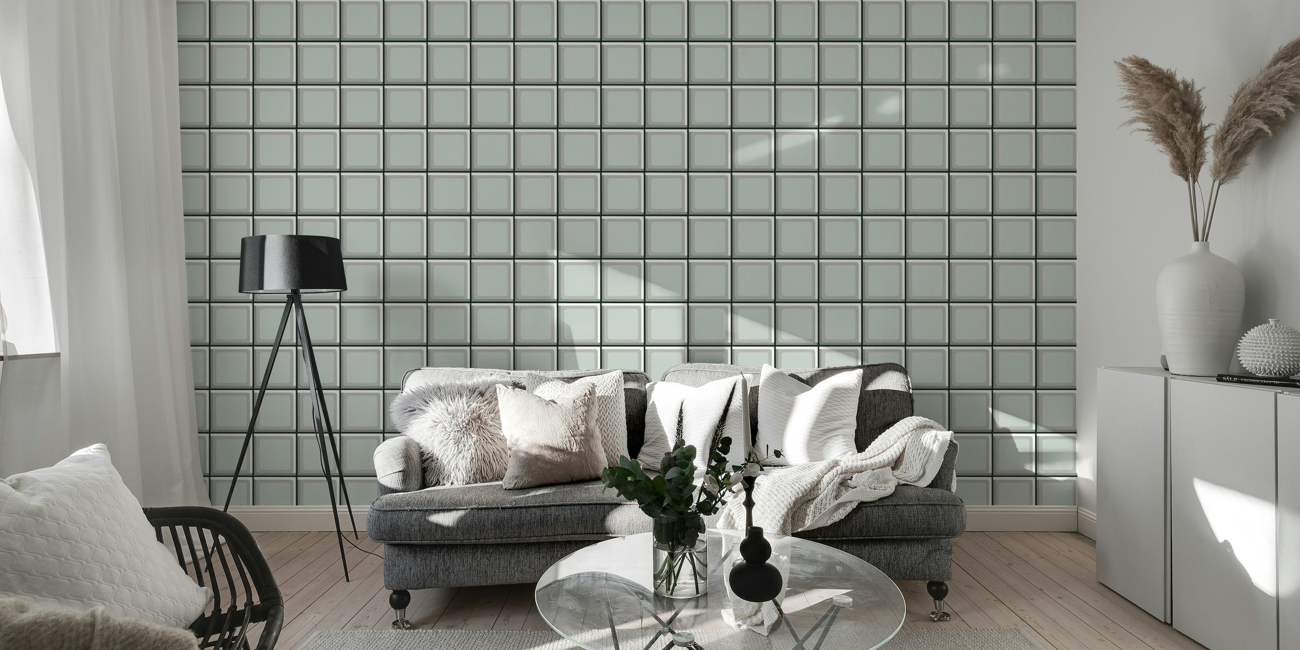 Retro Tiles Light Grey behang