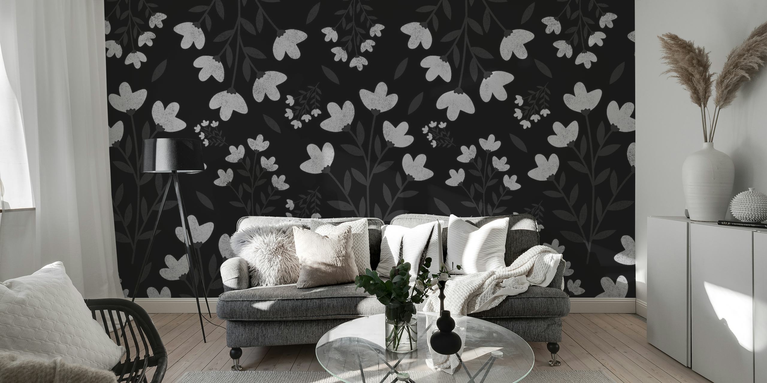 BOHO FLOWER BLACK wallpaper