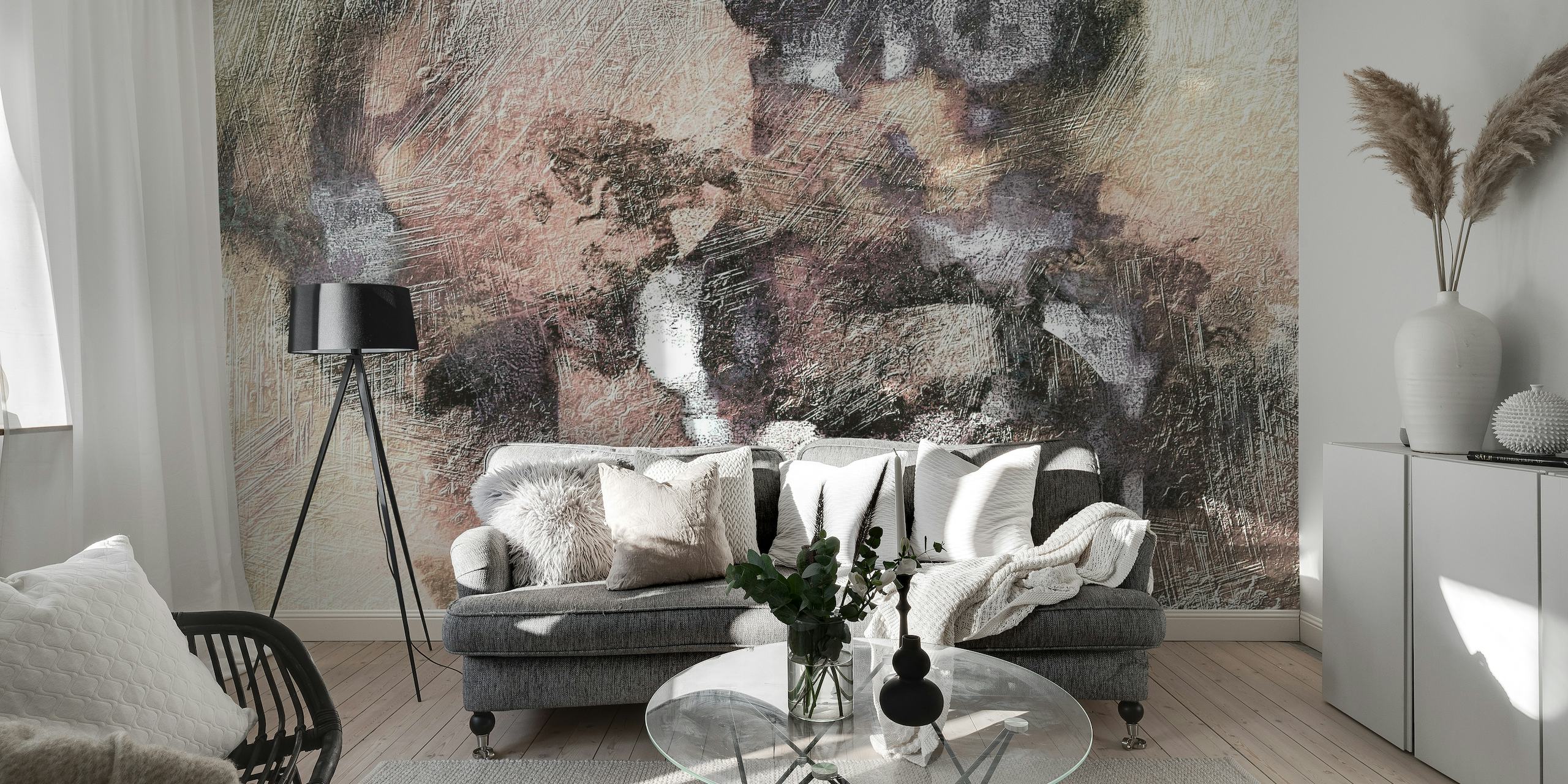 Abstract metal texture in neutral copper tones wall mural