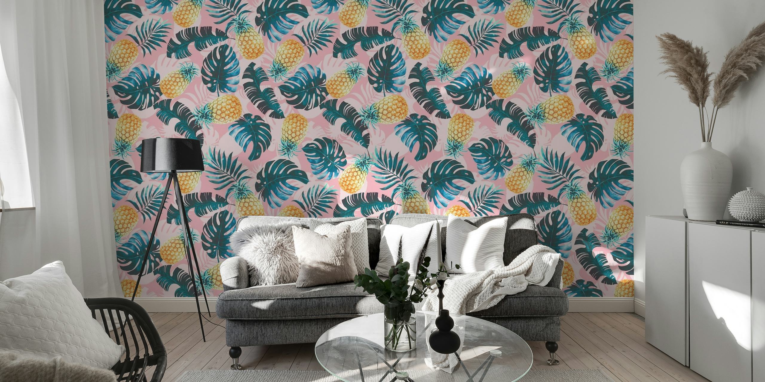 Pineapple and Leaf Pattern wallpaper