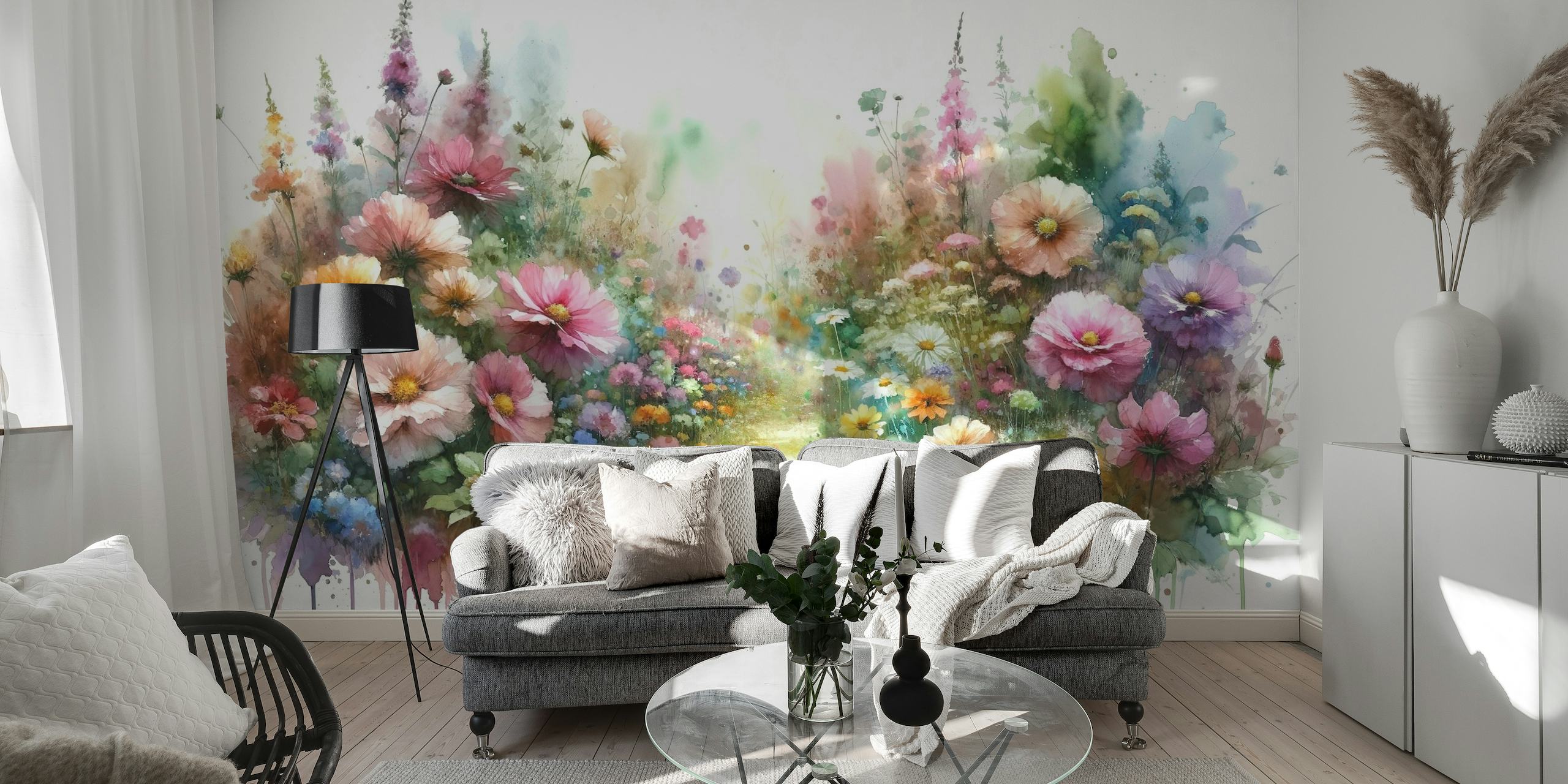 Flower Garden Watercolor behang