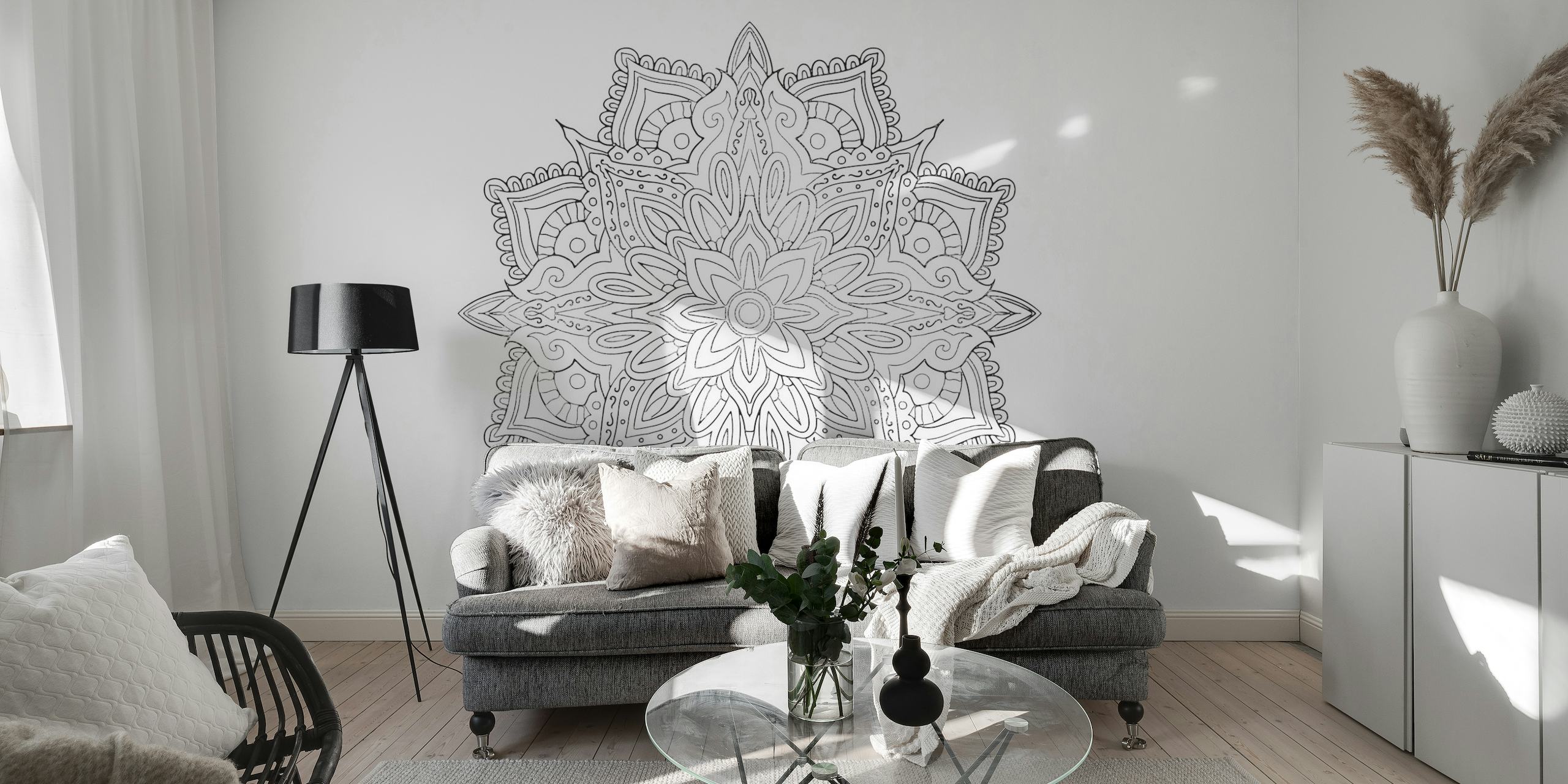 Mandala Art Black White behang