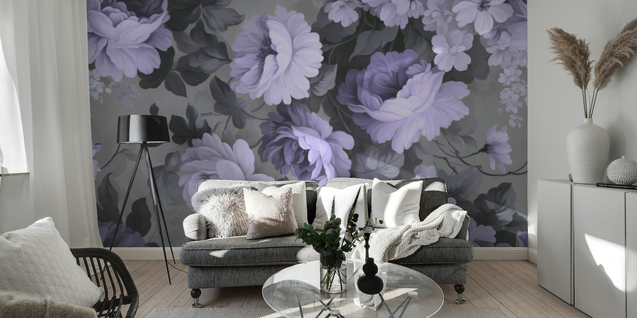 Nostalgic Floral Garden Cottagecore Purple papel de parede