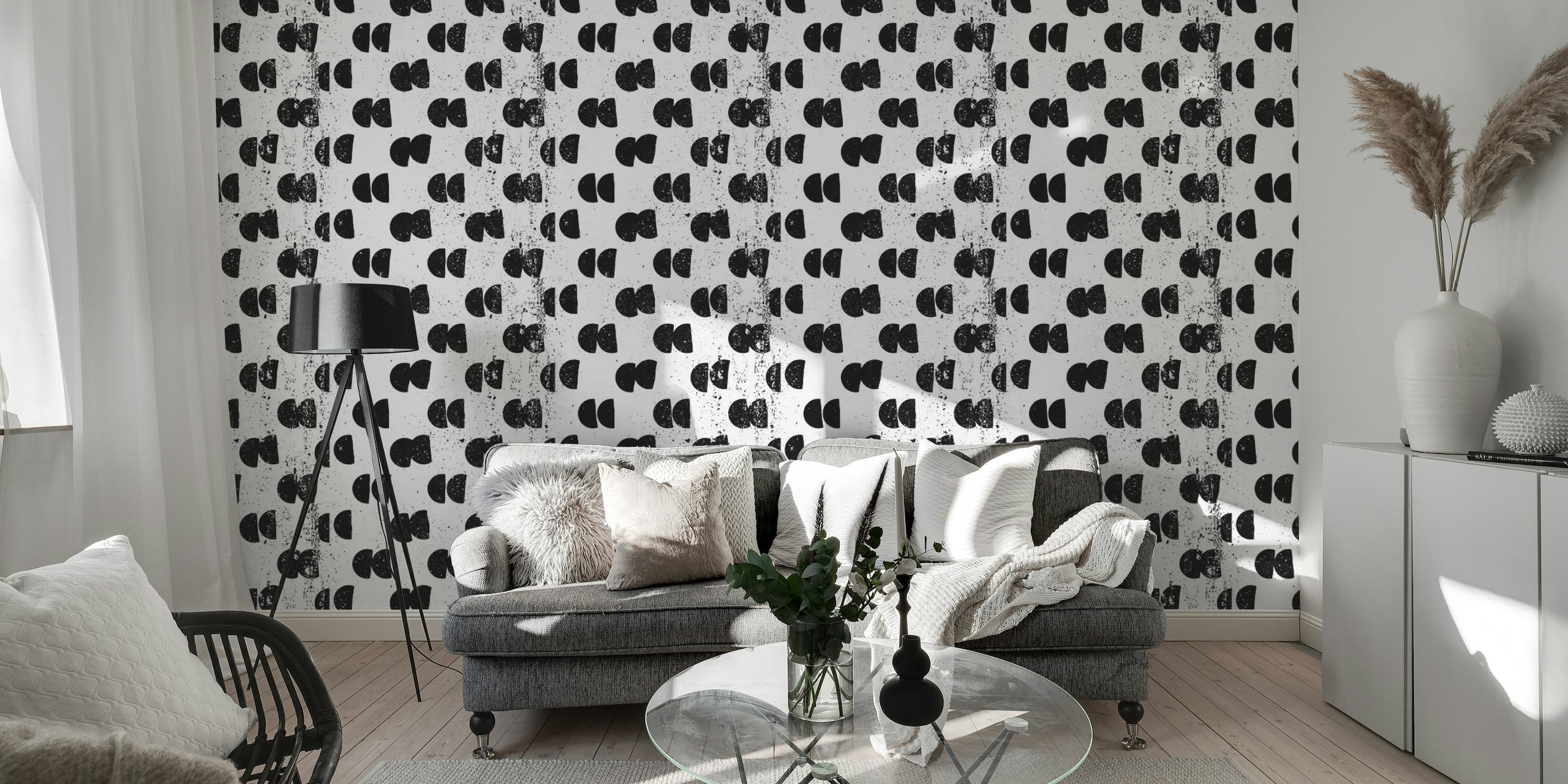 Black and white semi circles papel de parede