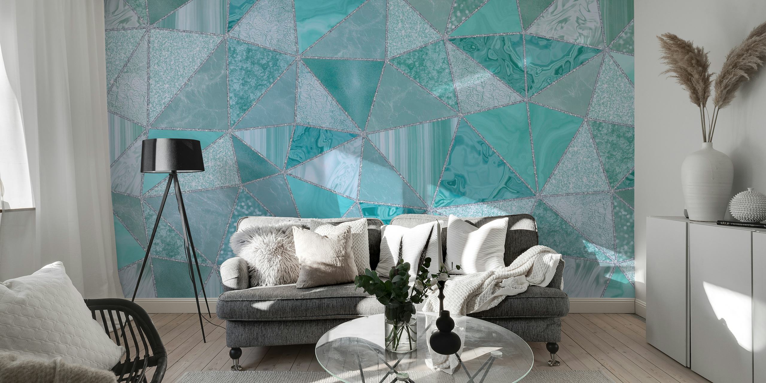 Precious Teal Triangle Pattern behang