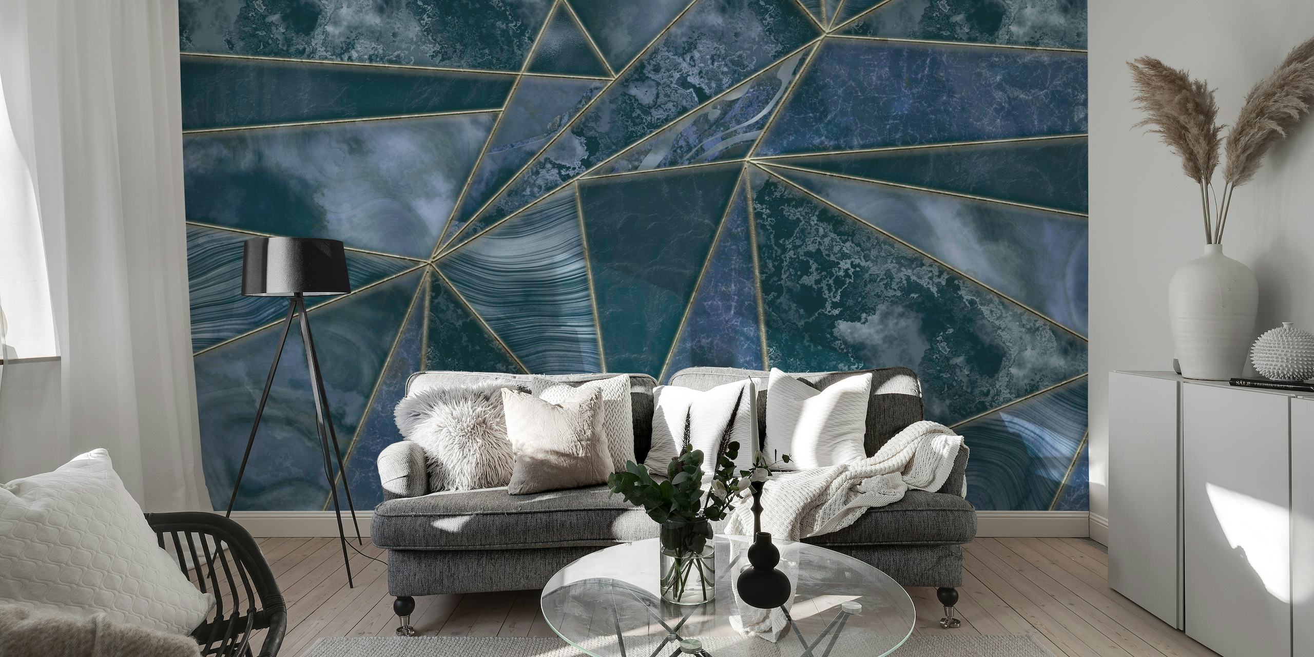 Stained Glass Marble Navy Blue ταπετσαρία