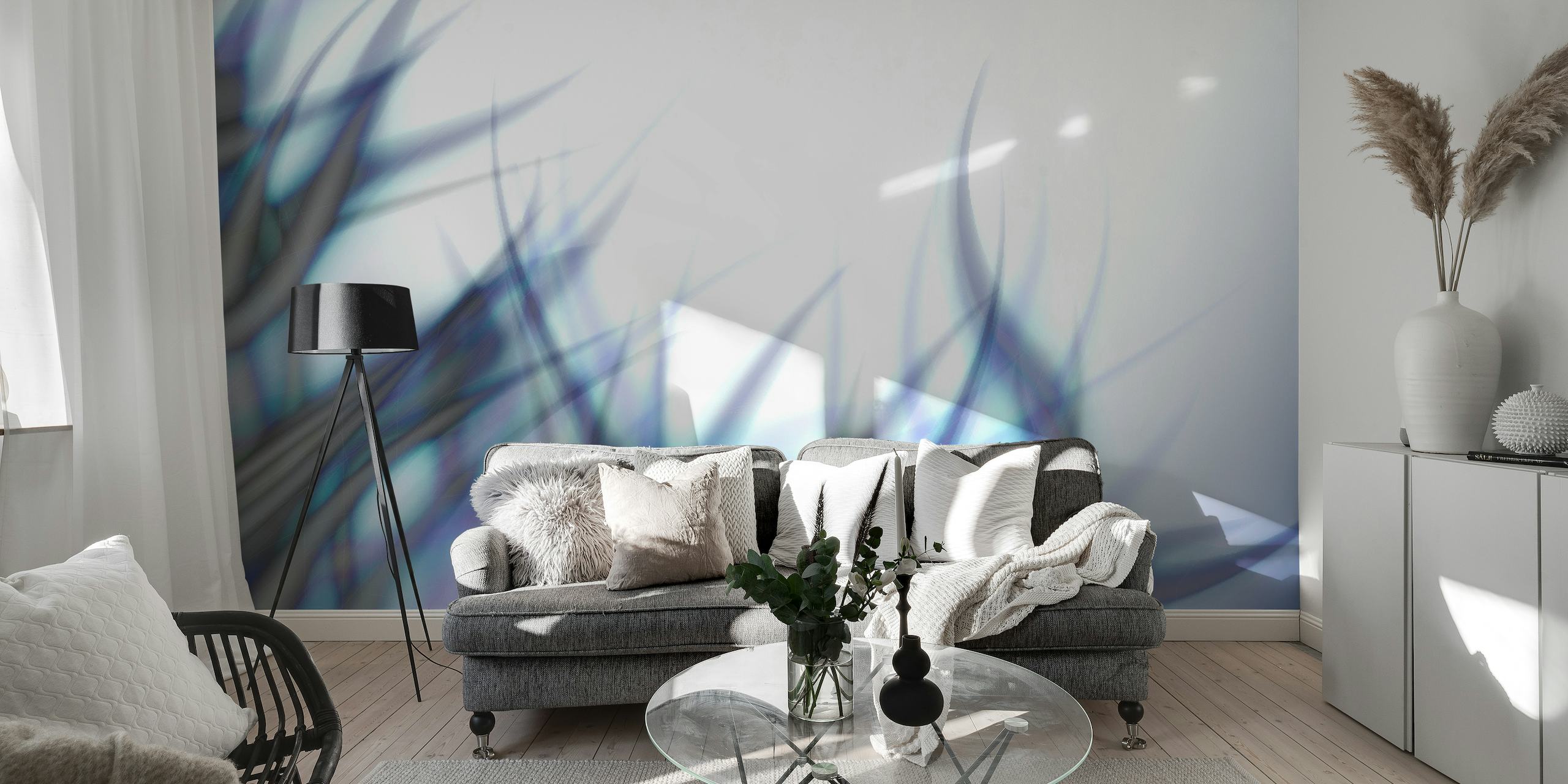 Abstract flowing lines wall mural with soft color gradients from Happywall