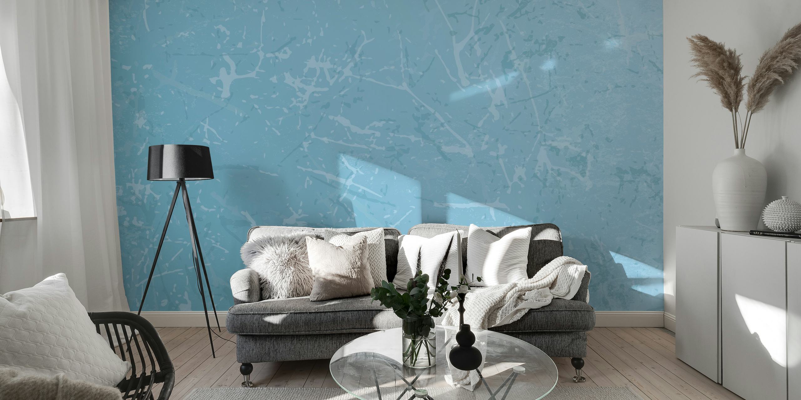 Abstract blue marble pattern wall mural