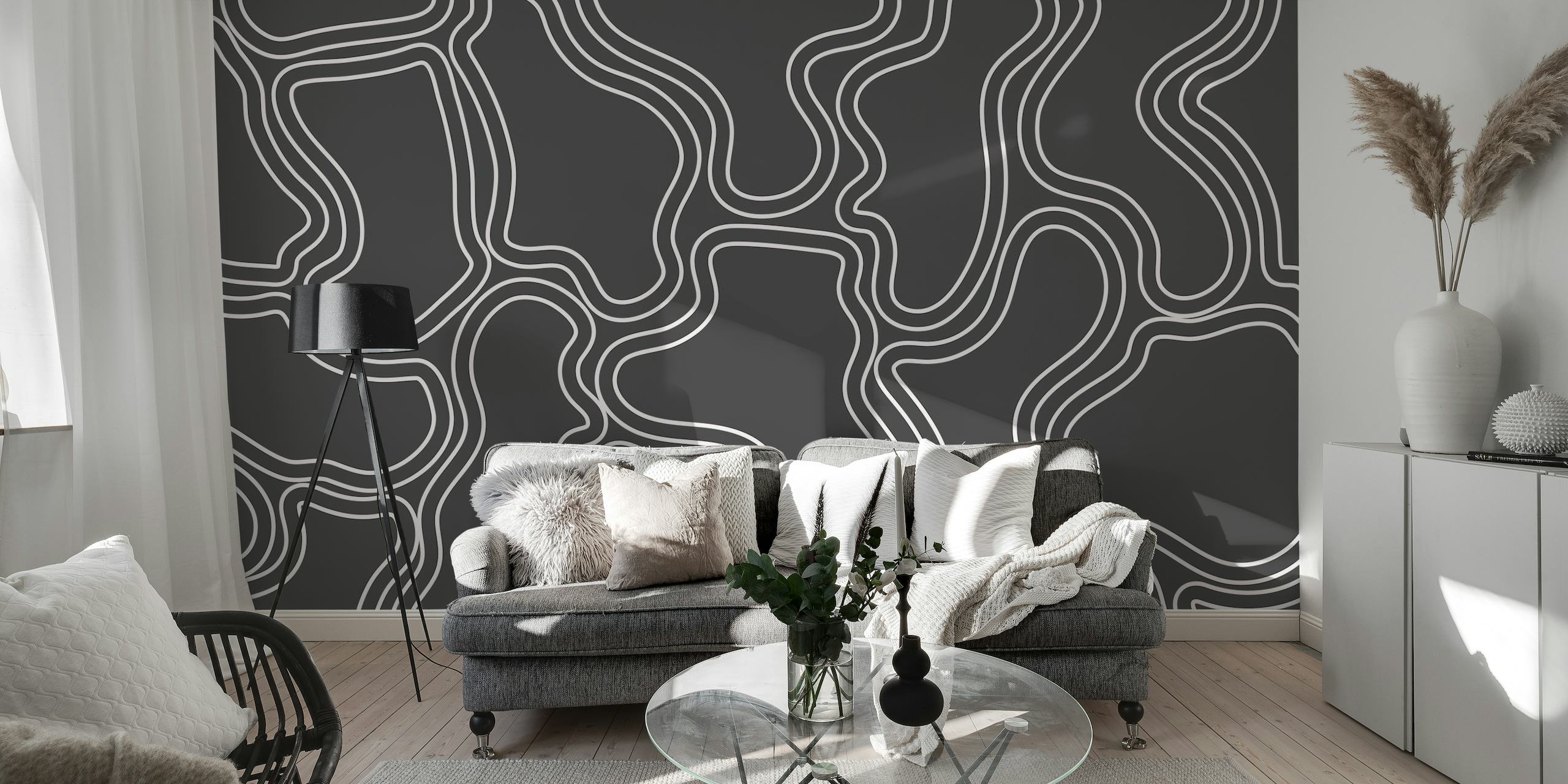 Mid Century Striped Shapes wallpaper