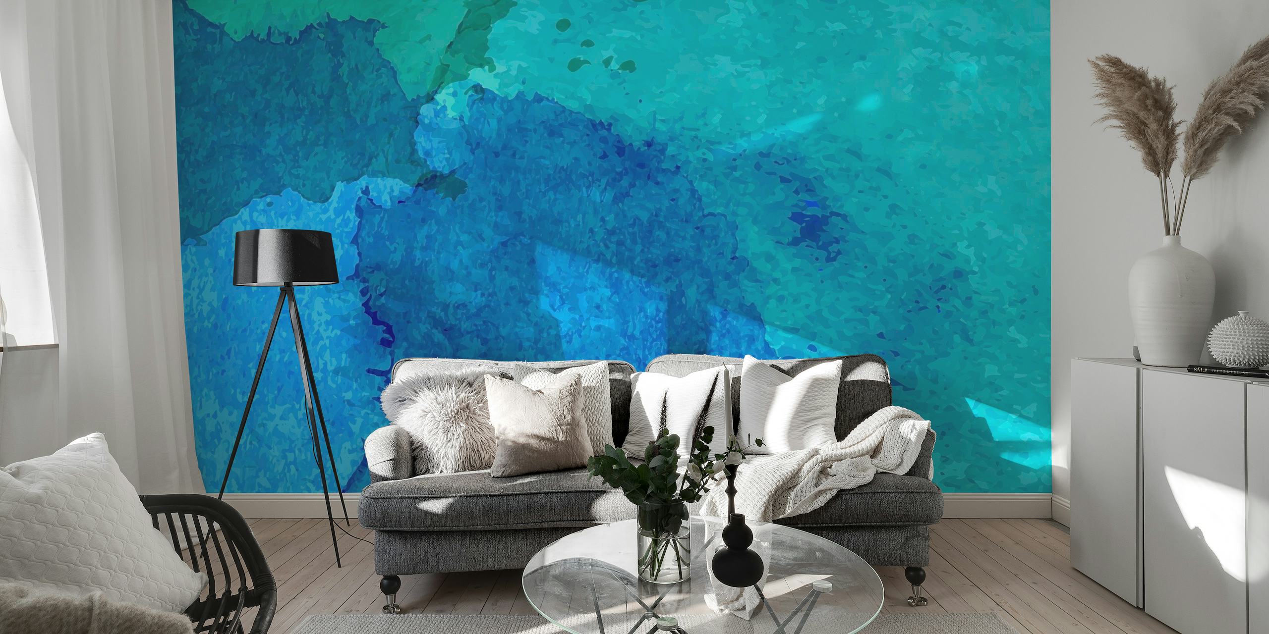 Watercolor Ocean Landscape papel de parede