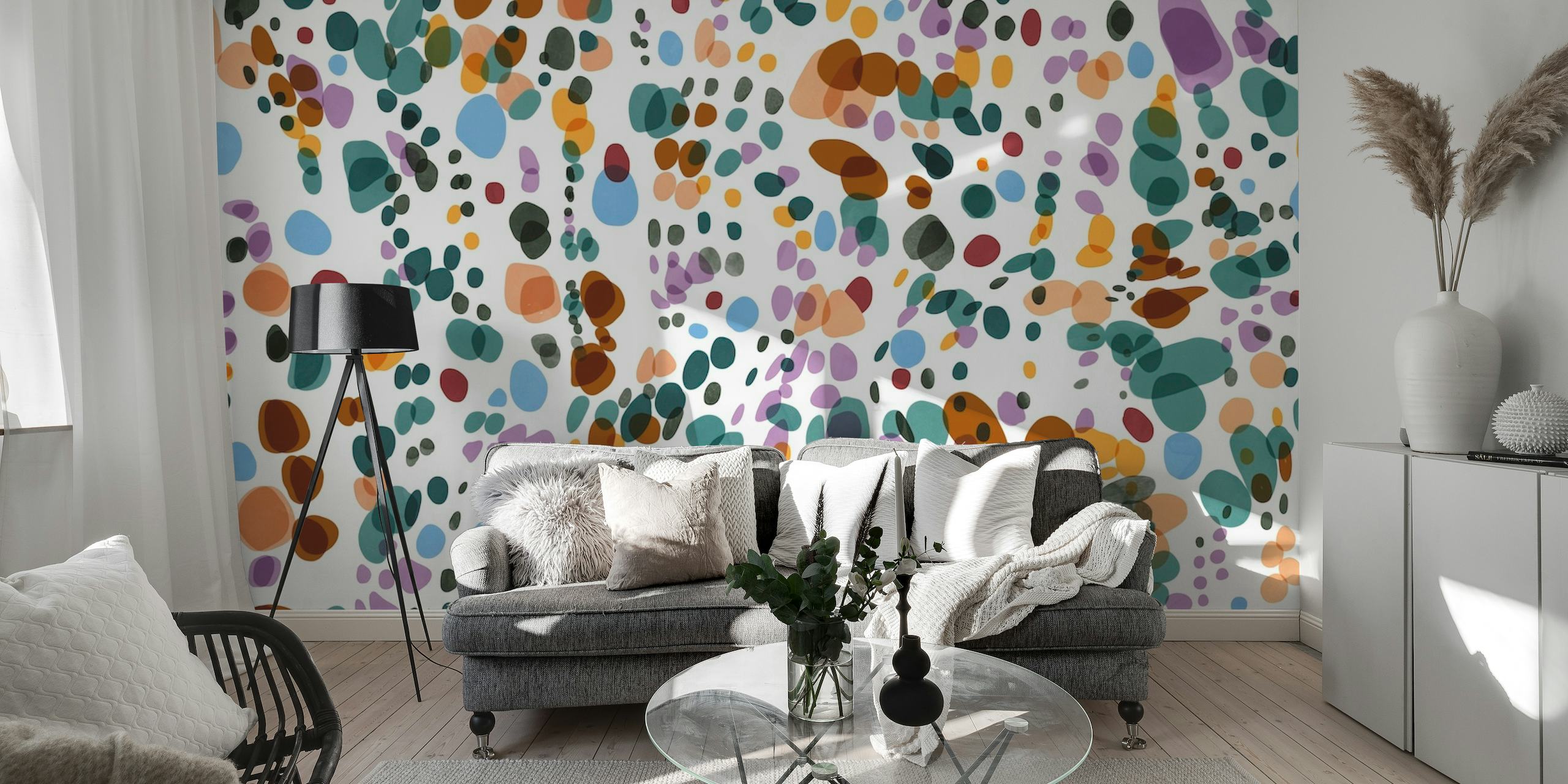 Colorful abstract wave dots pattern wall mural