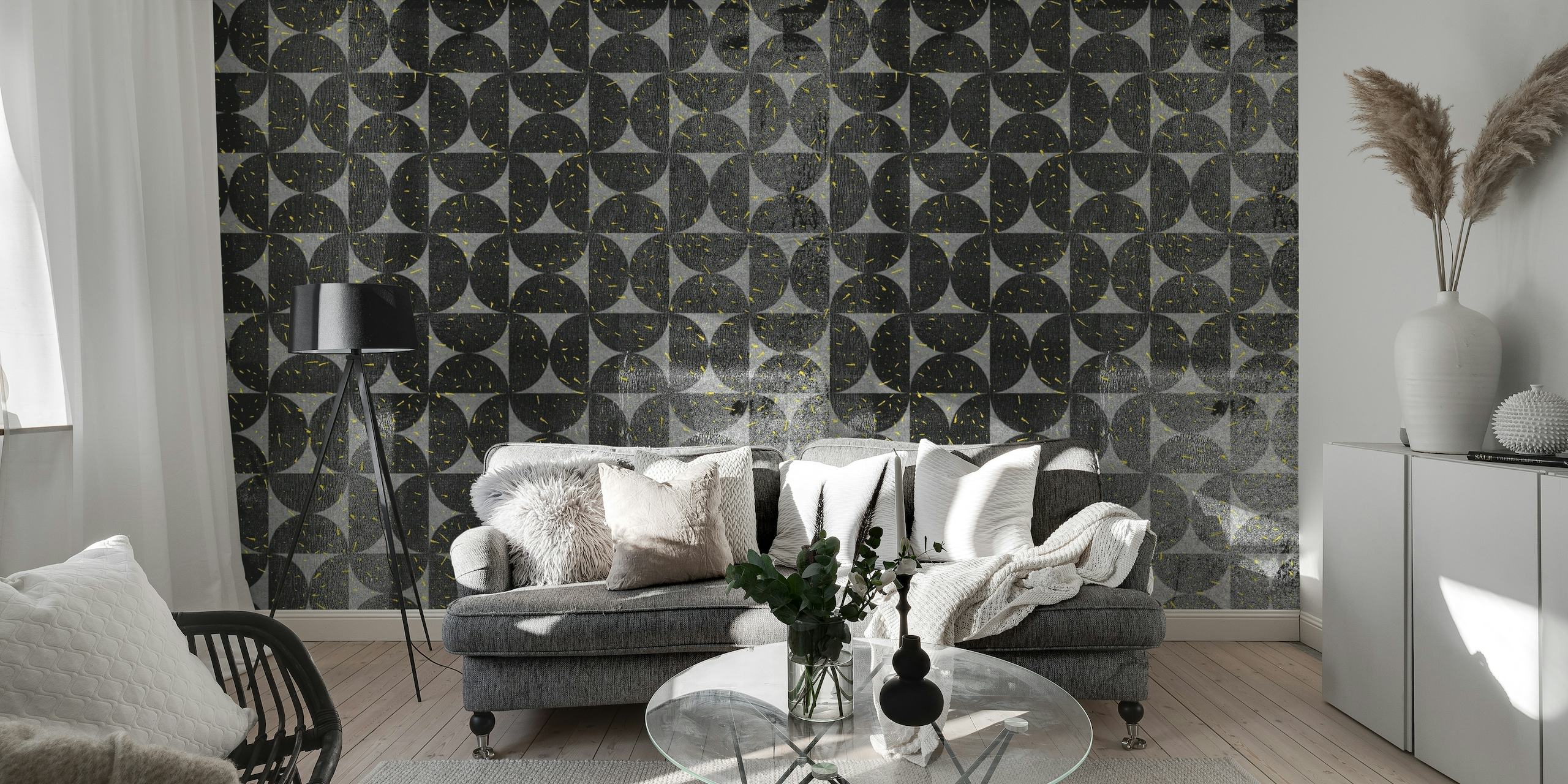 Abstract geometric pattern wall mural fading from dark to light