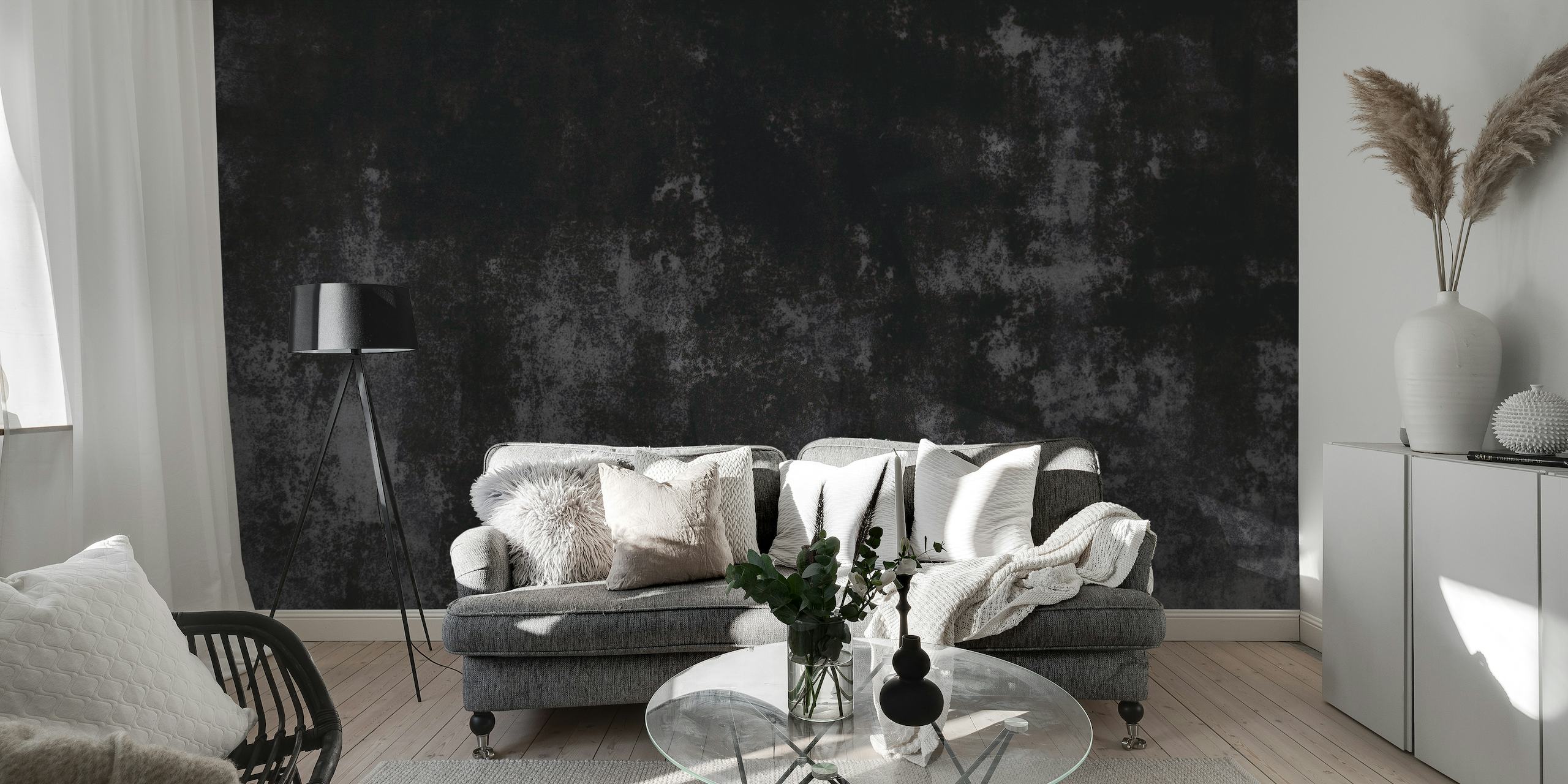Velvet-like textured concrete wall mural in shades of gray
