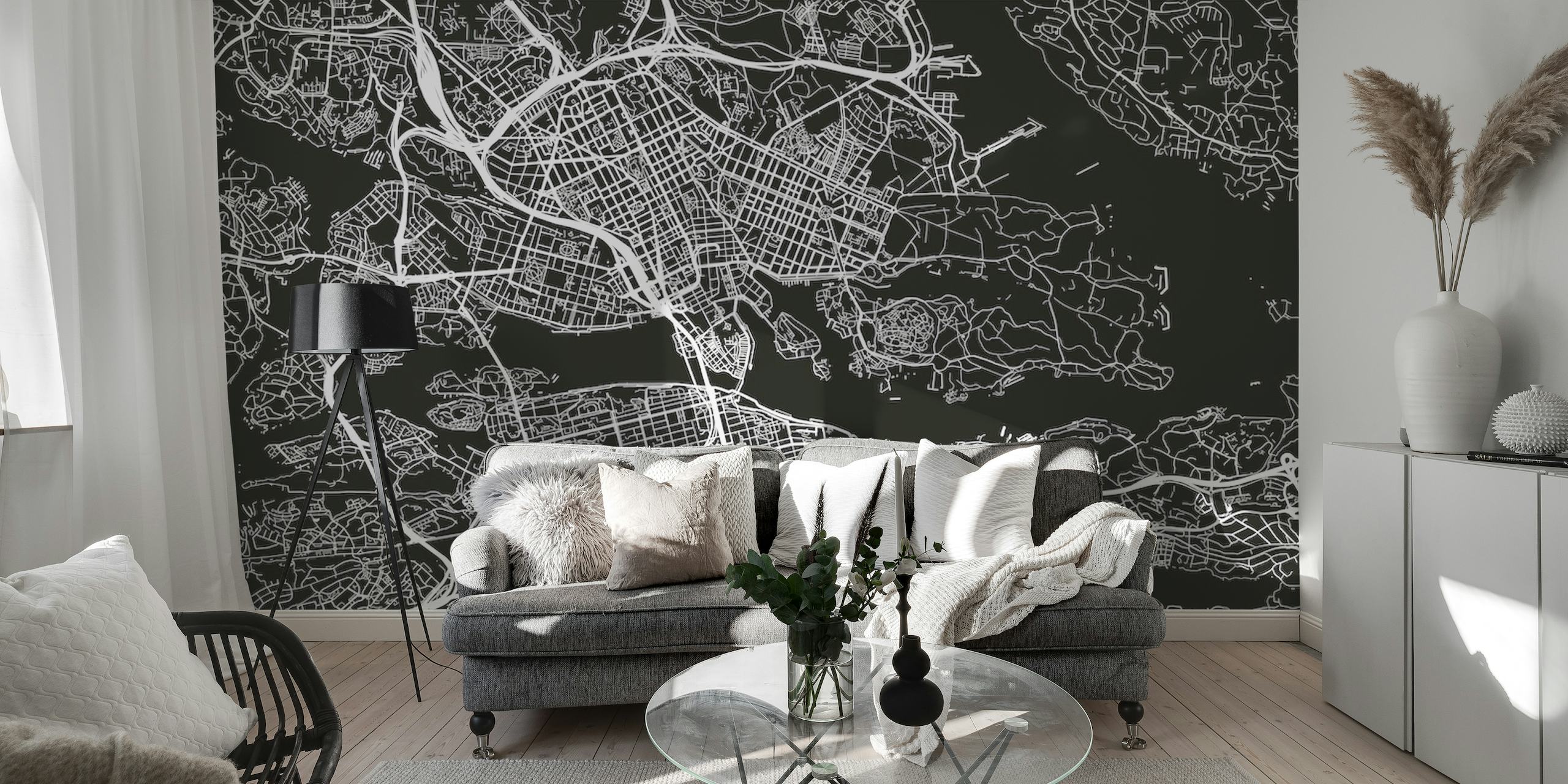 Stockholm map design behang