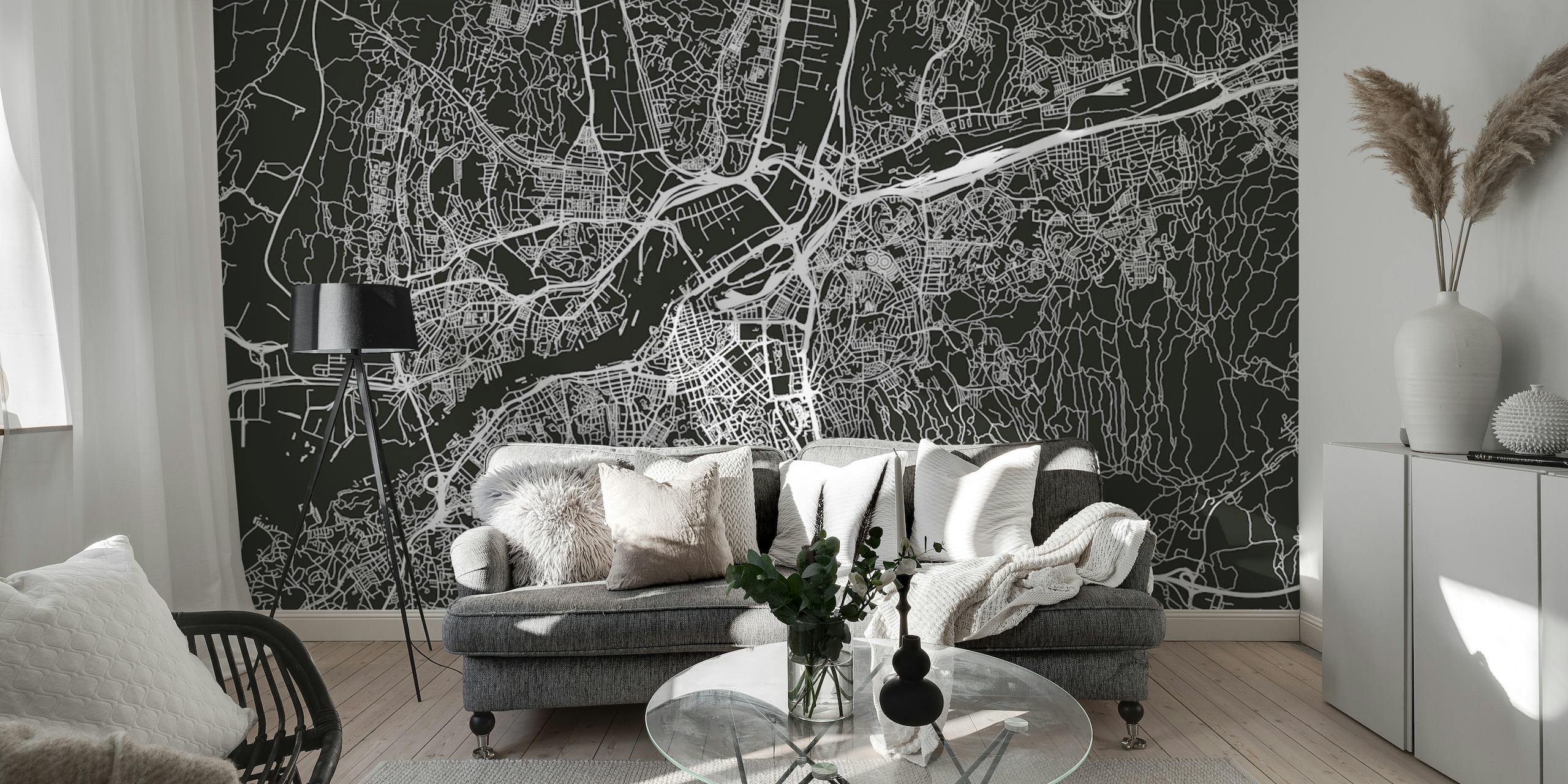 Gothenburg map black wallpaper