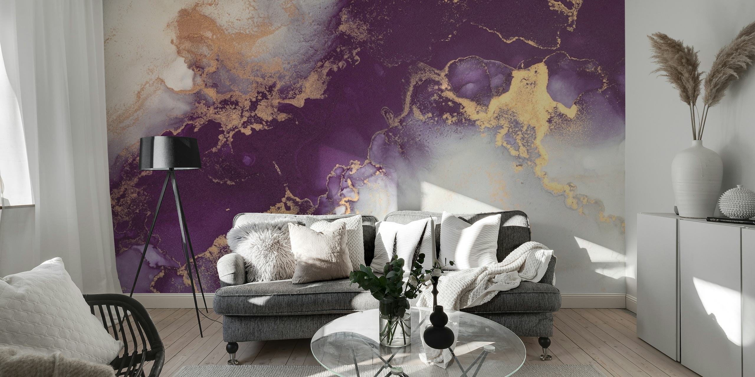 Purple luxury marble behang