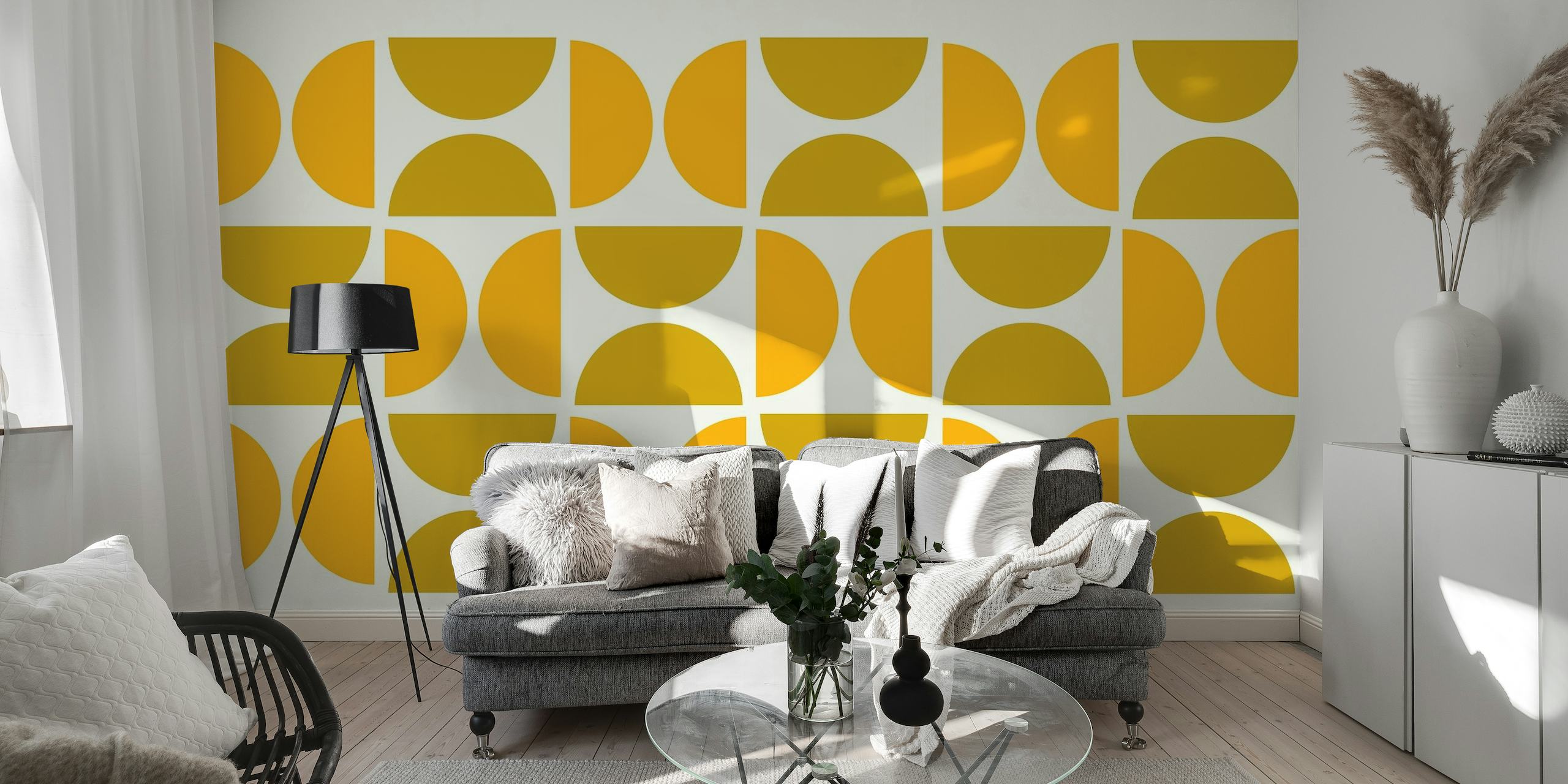 Golden Ochre Bauhaus wallpaper