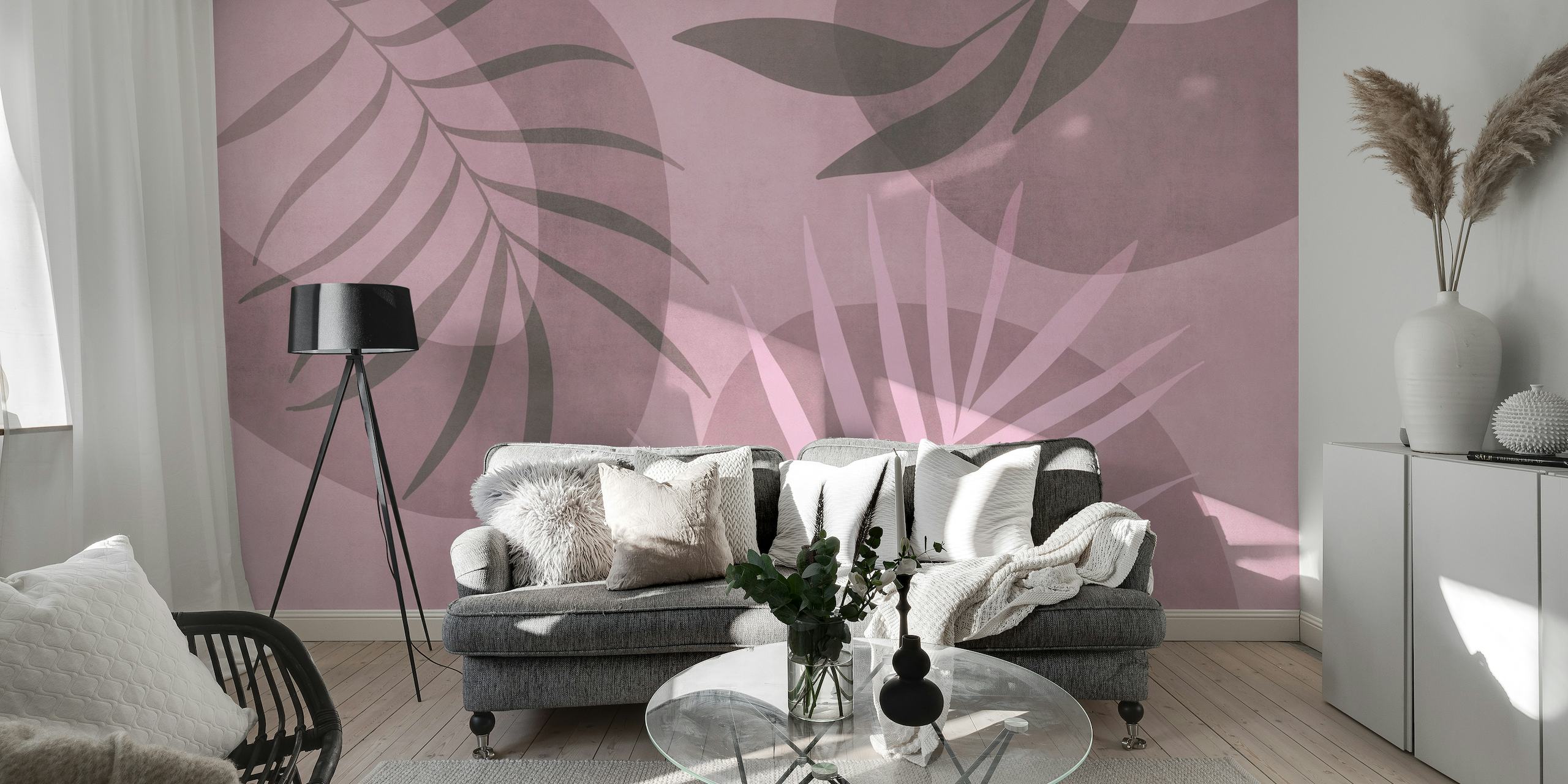 Palm Leaf Serenade Dusty Pink wallpaper