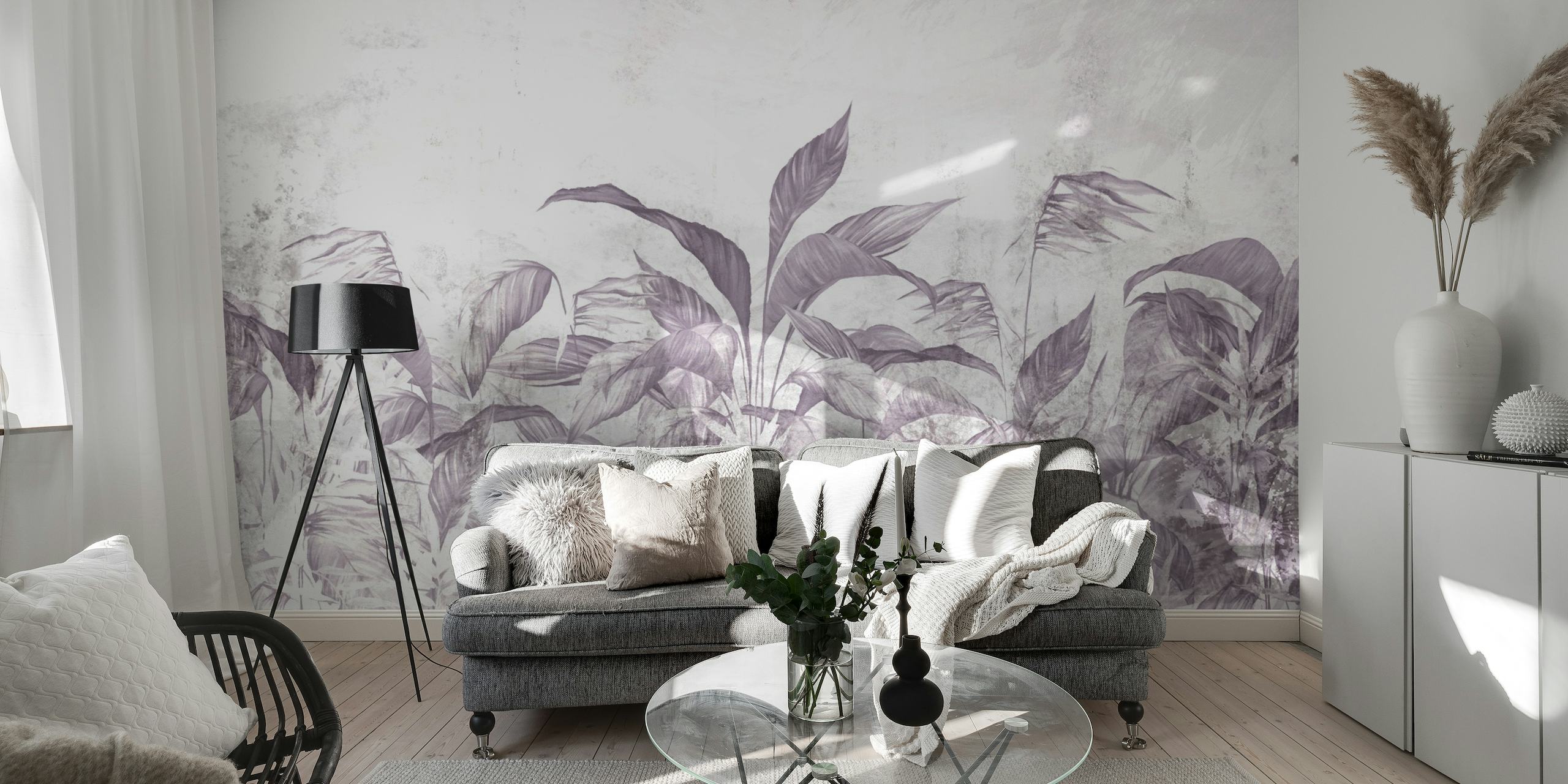 Tropical grunge purple leaves wallpaper