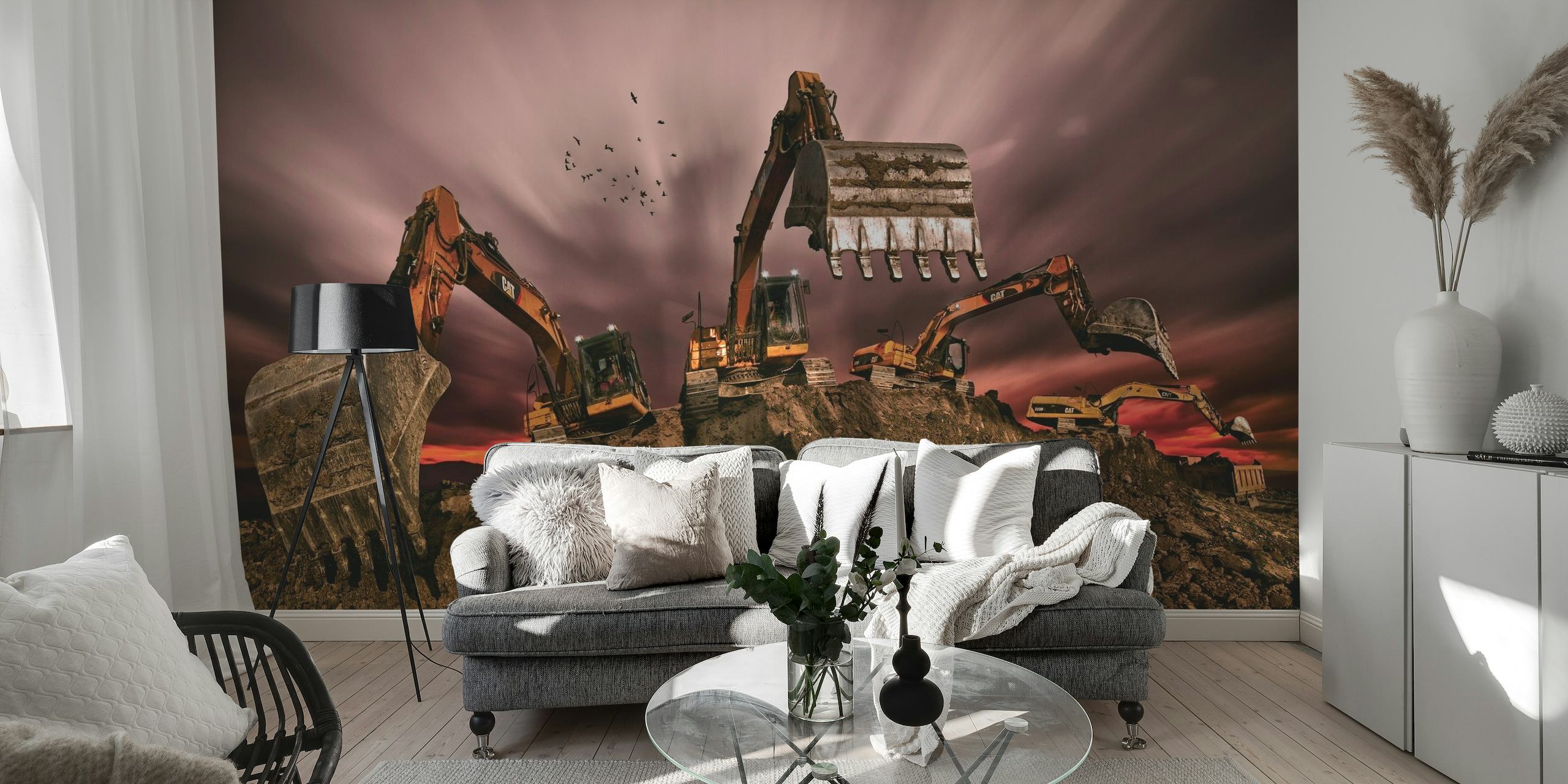 Apocalyptic mechanical invasion wall mural