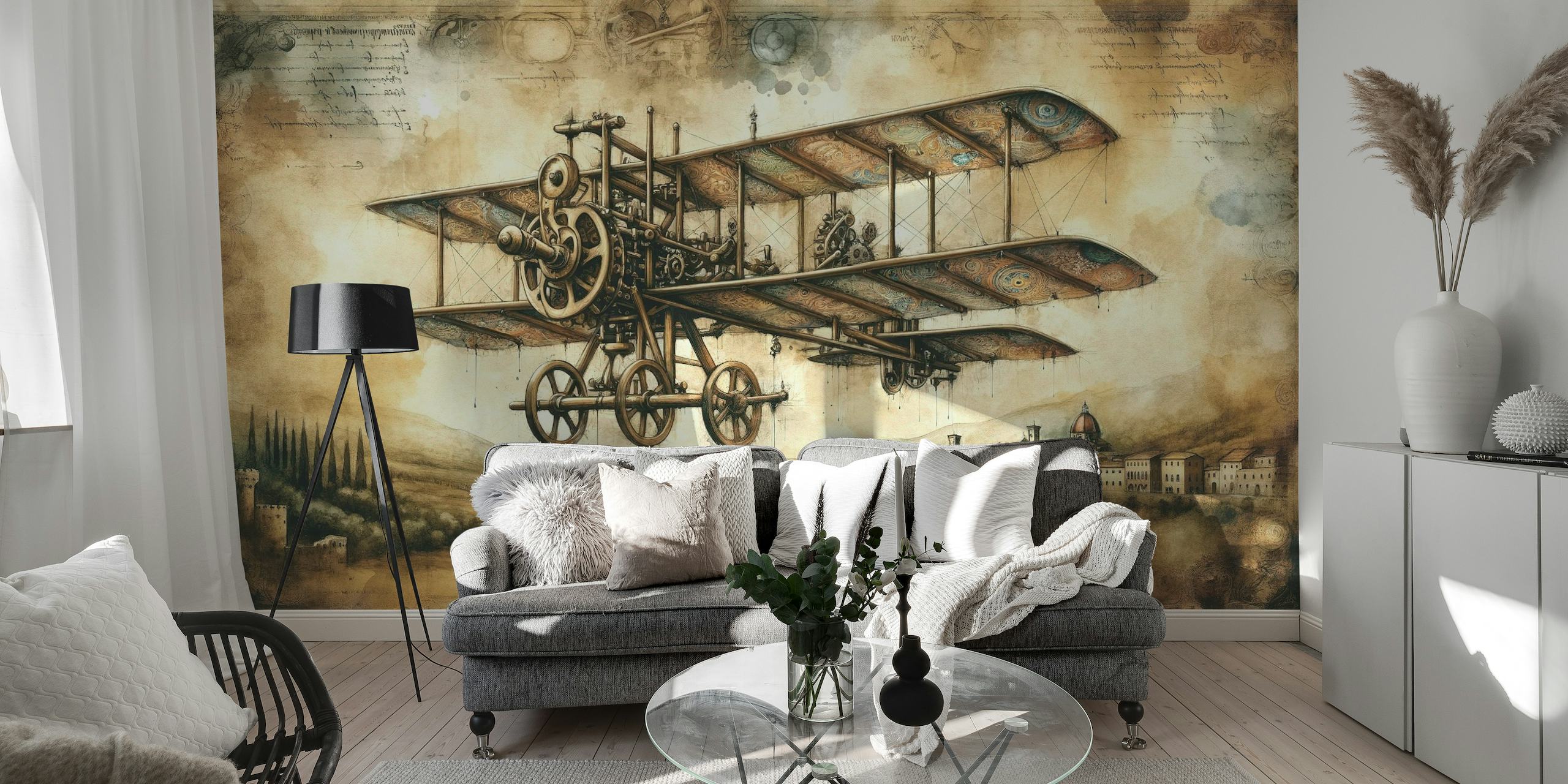 Da Vinci Style Airplane behang
