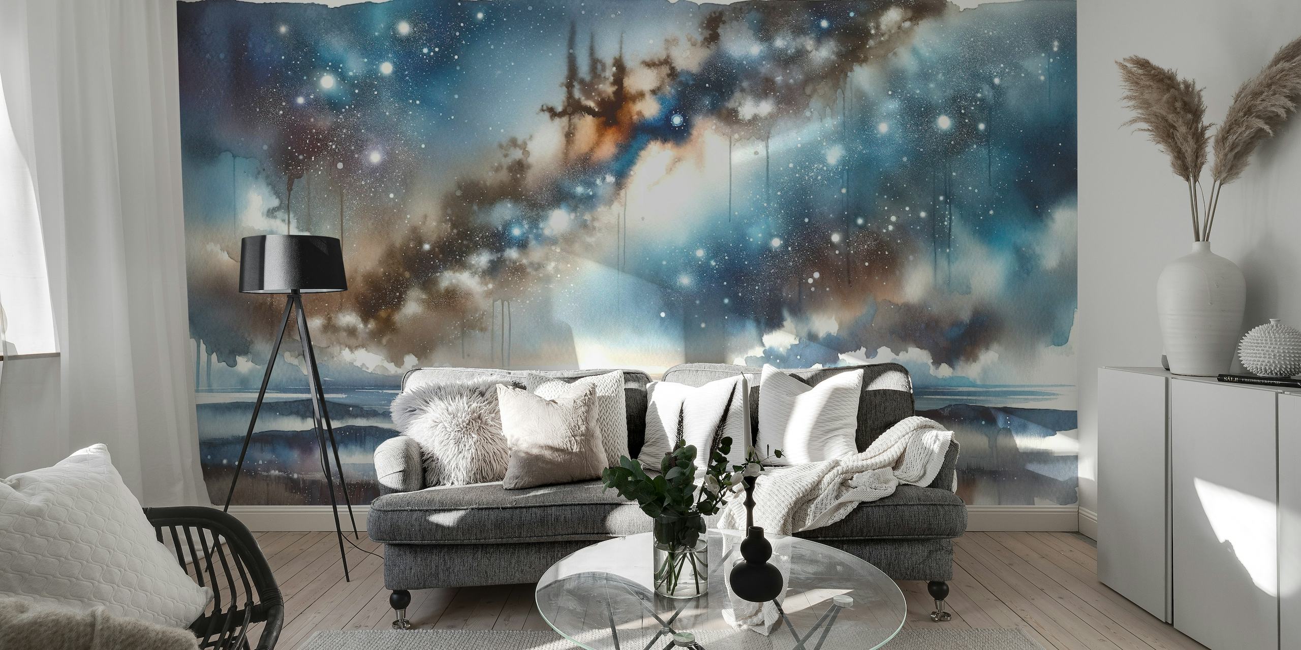 Starry Night Over Tranquil Waters papel de parede