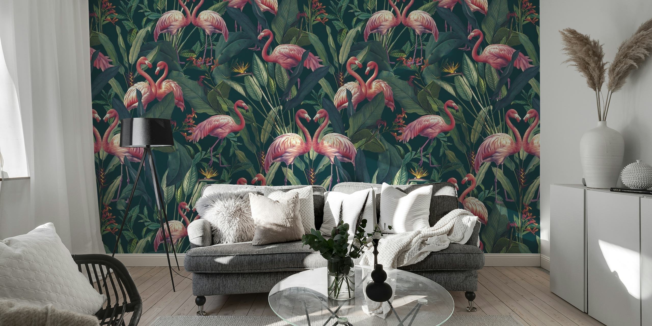 Tropical Flamingos I wallpaper