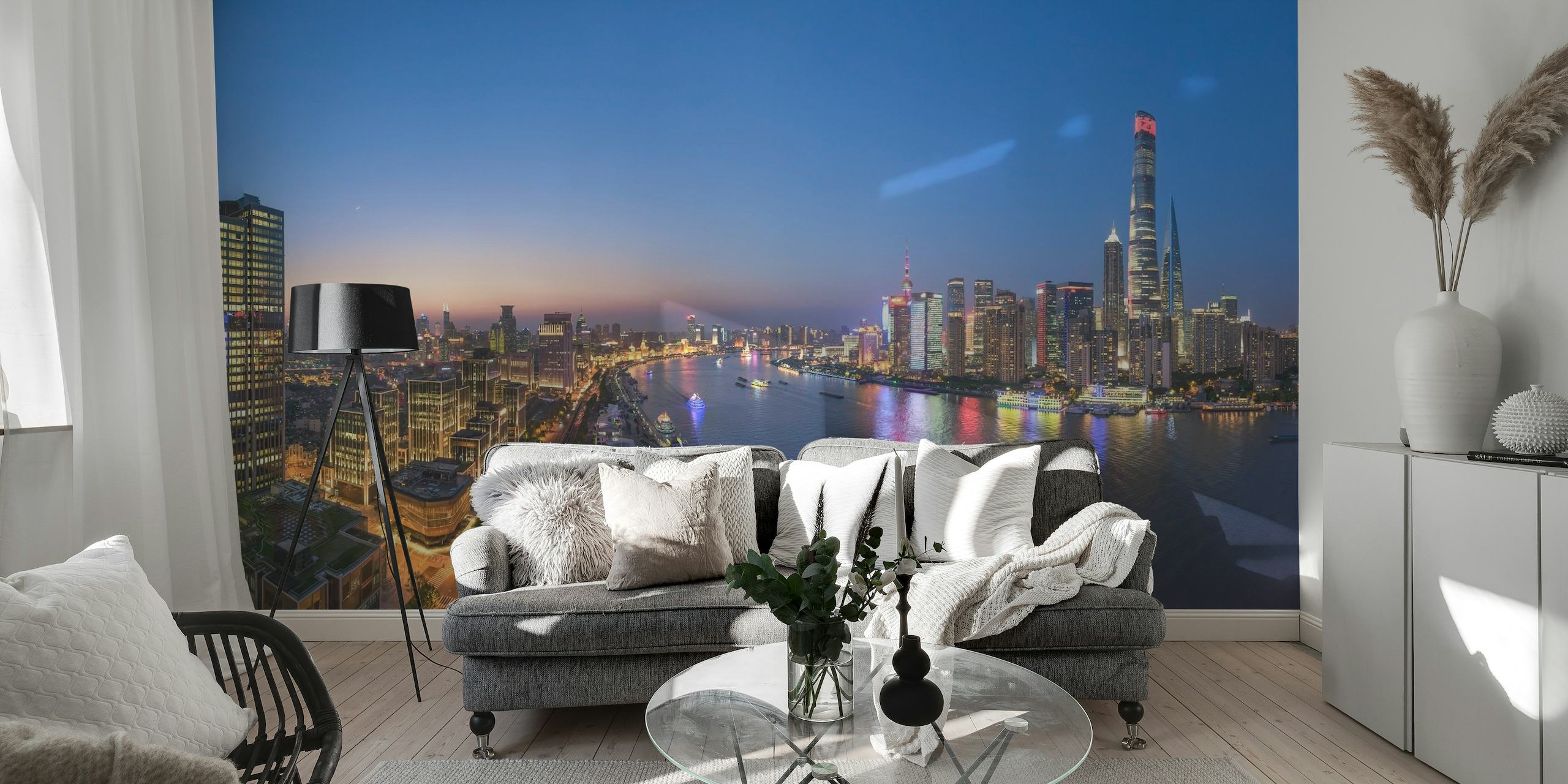 The Blue Hour in Shanghai behang