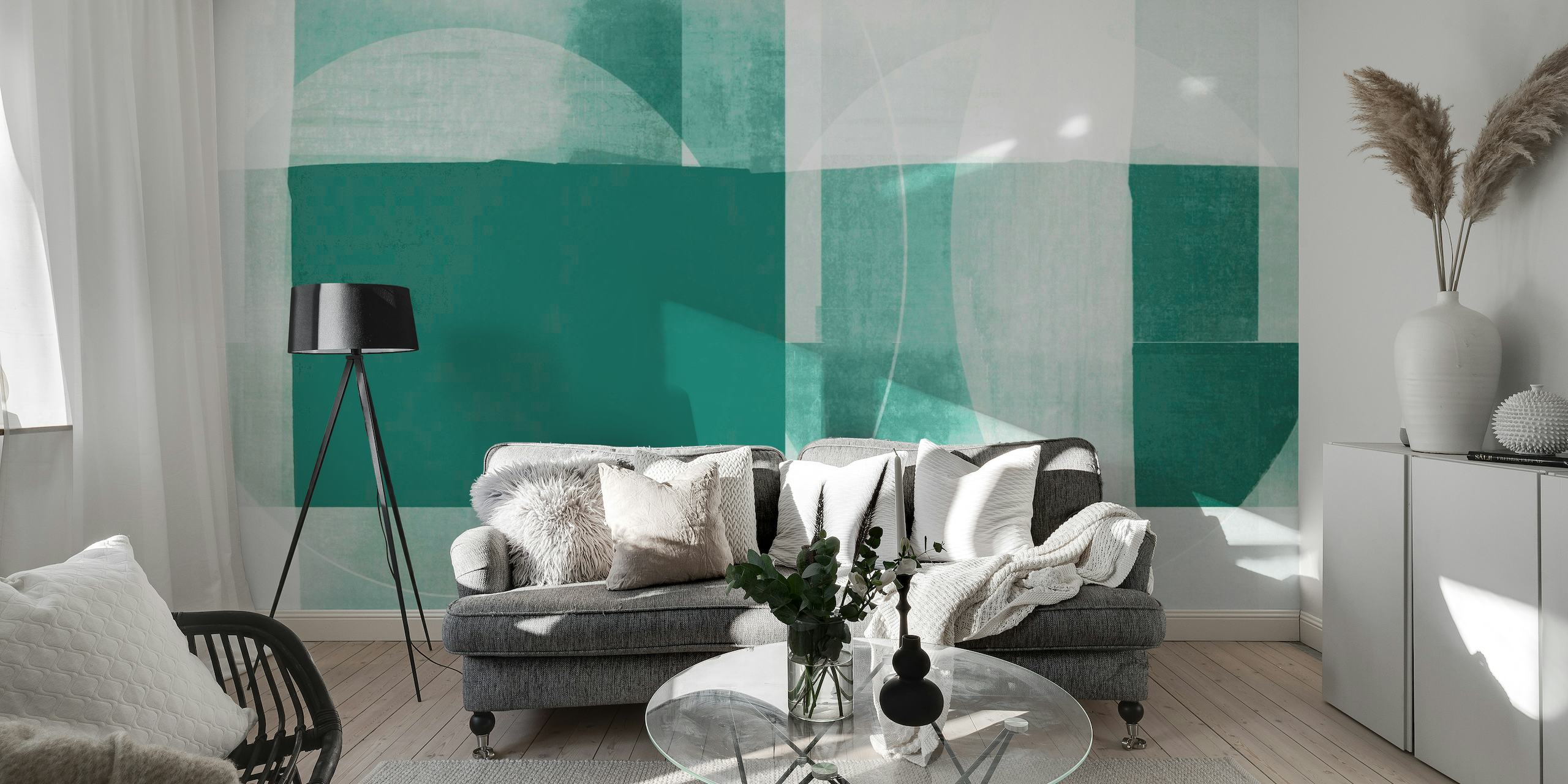 Abstract Mid Century Bauhaus Green wallpaper
