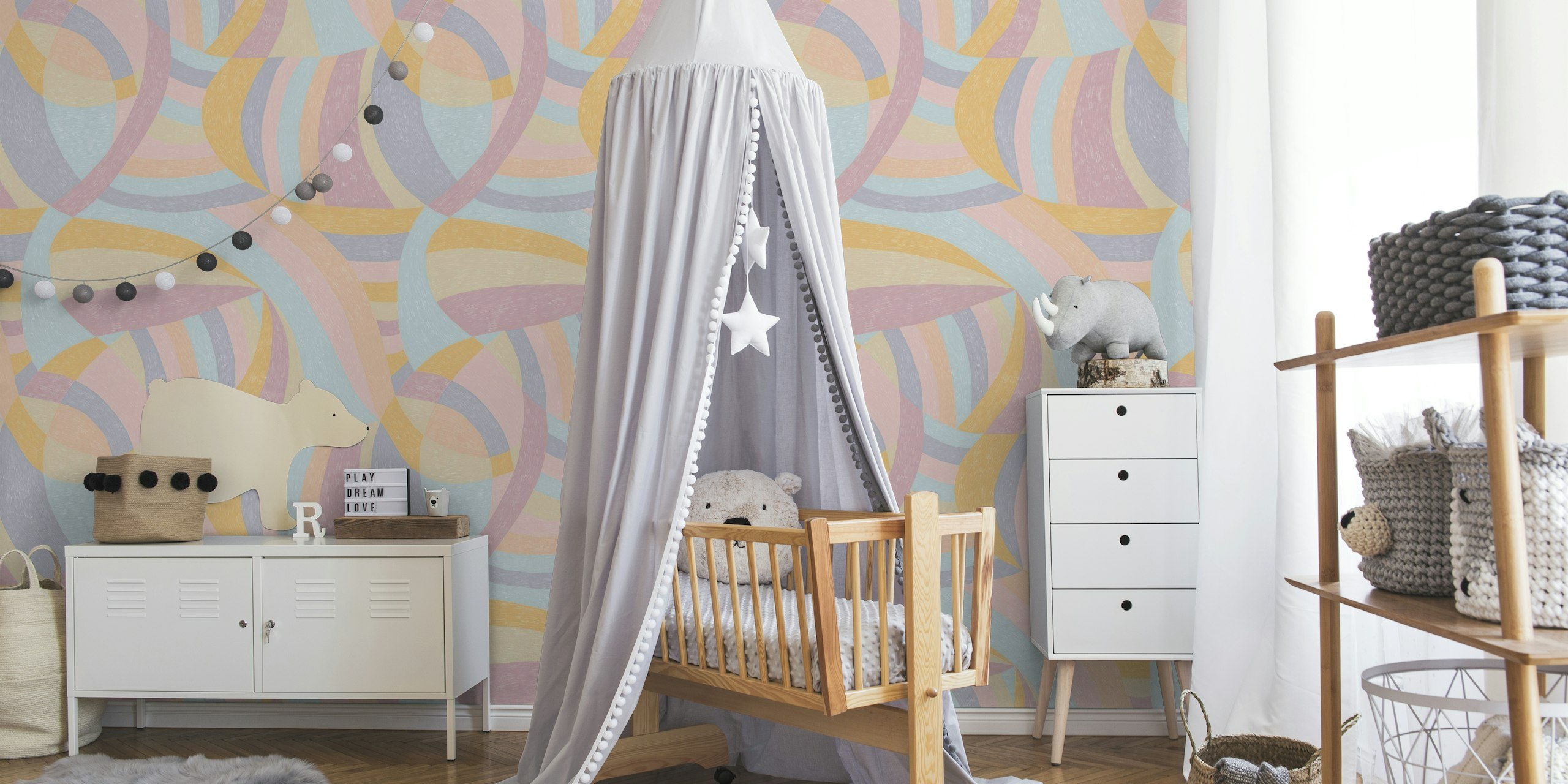 Whimsical Geo Delight - Pastel Play for Kids behang