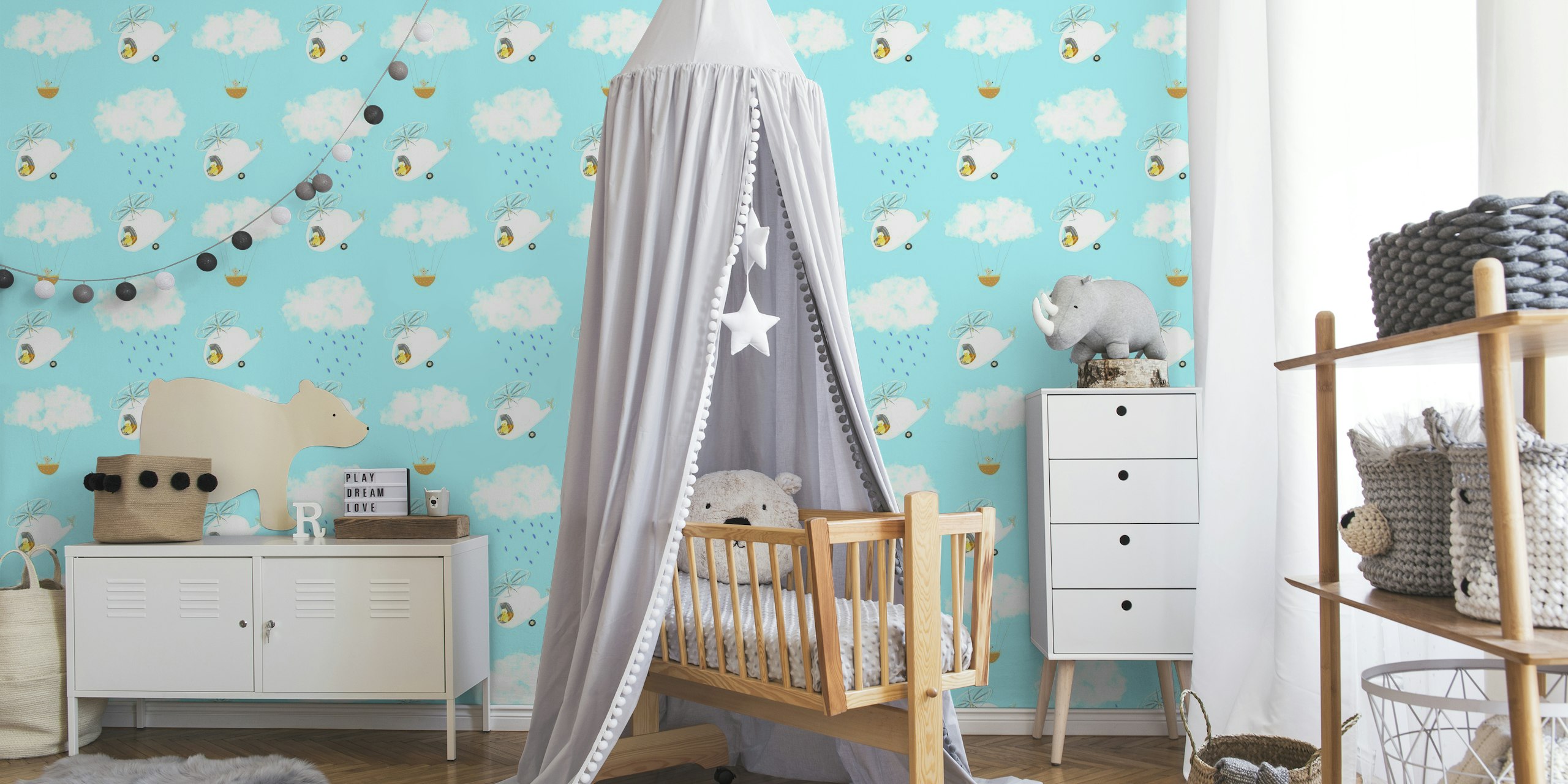 Clouds and helicopters for the kidsroom tapeta