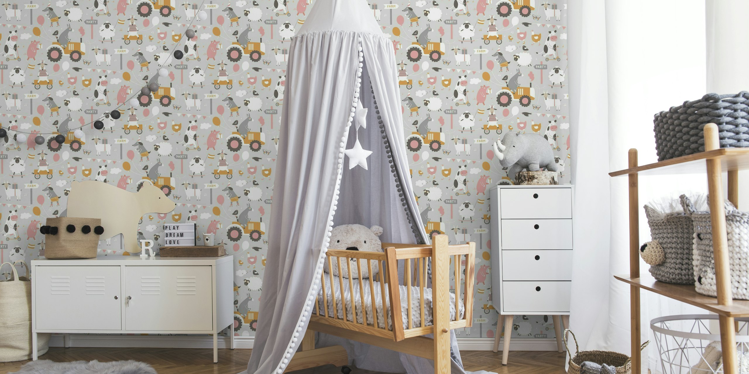 Ten way to be a party animal on a farm grey wallpaper