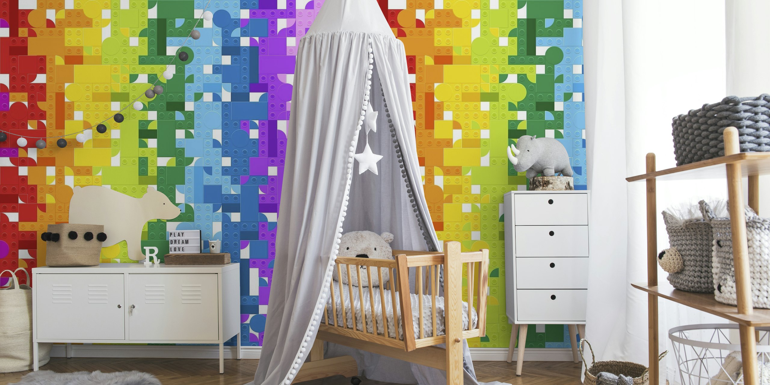 Rainbow building blocks wallpaper