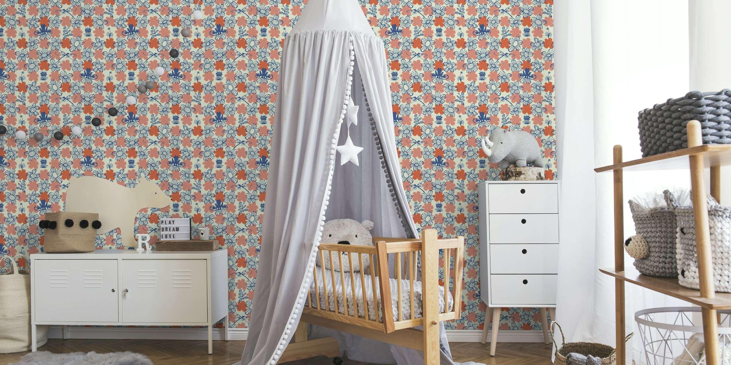 Scandi abstract floral for kids behang