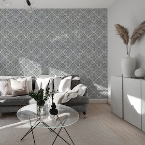 Classic Tile Ornament Pattern Elegant Grey