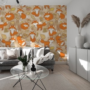 Autumn Pattern with Foxes 1