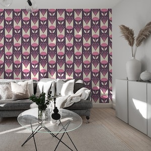 Scandi retro tulips pattern, pink (2408)