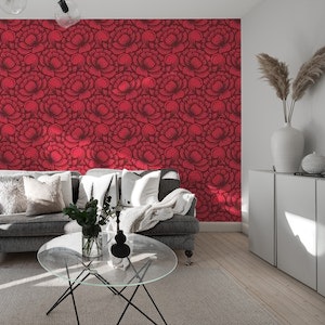 Red peonies silhouettes / 2793B