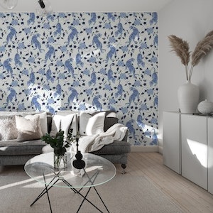 Tigers and Florals Blue White Chinoiserie
