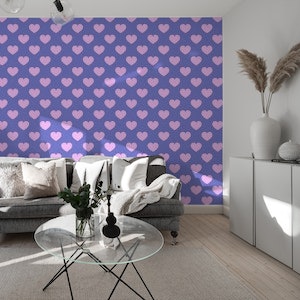 Retro Hearts Pattern in Pink and Purple