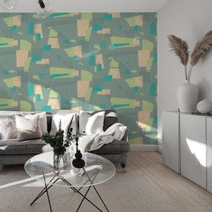 Abstract shapes and pattern mix green