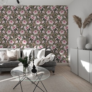 Hibiscus & Butterflies - Pink / Khaki