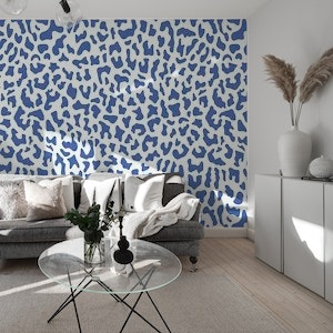 Blue and White Leopard Print