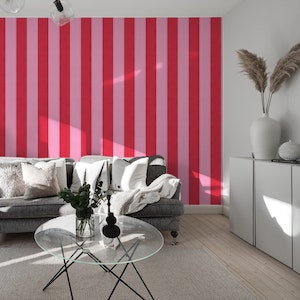 Wide textured stripes - pink and red