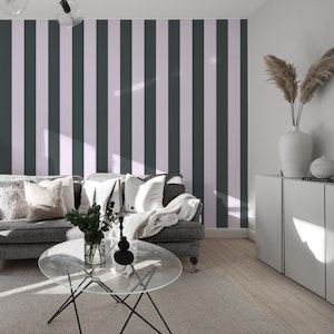 Bold vertical stripes soft black lavender