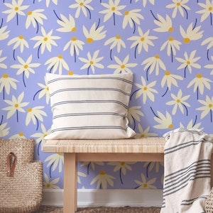 Drifting Daisies Pattern #2 - periwinkle yellow