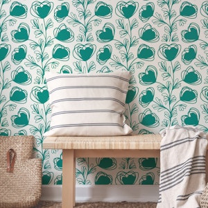 Elegant Floral Sketch Green
