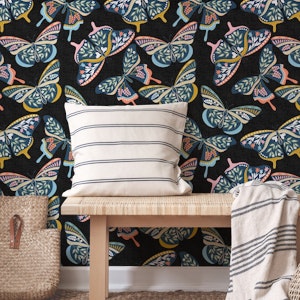Bohemian Butterflies Colorful on Dark WP