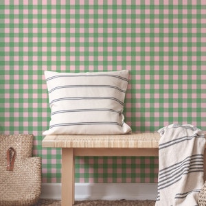Cozy Cottage Gingham Pattern Pink and Green